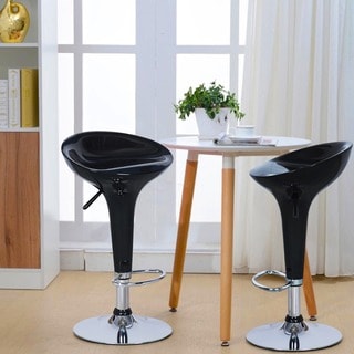 Adeco Black Form Fitted Adjustable Barstool Chairs (Set of 2)-Image