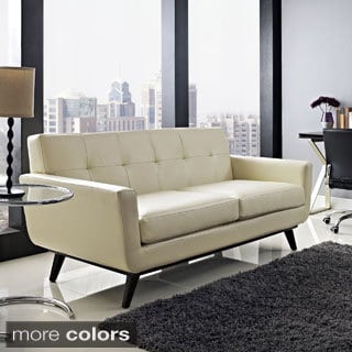 Find Cheap Price Engage Tufted Leather Loveseat