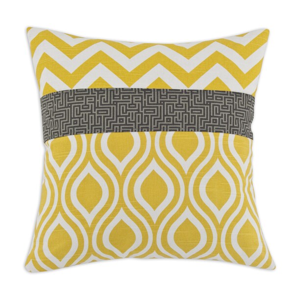 Yellow White and Grey Chevron and Geometric 17inch Throw Pillow