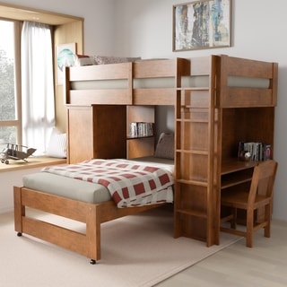 Buy Online Furniture of America Carmenie Twin over Twin Loft Bed with Built-in Workstation