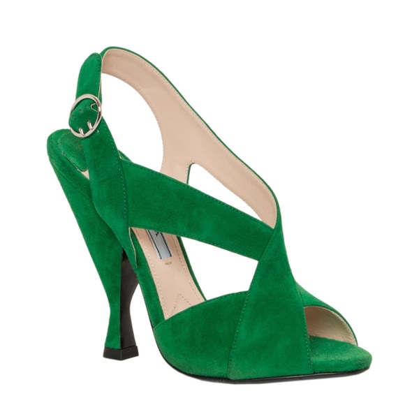 Prada Green Suede Crisscross Sandals - 16363043 - Overstock.com ...  