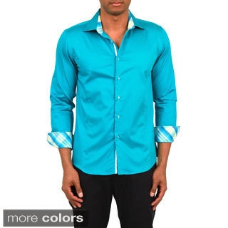 Men's Slim Fit Long Sleeve Button-front Shirt-Image