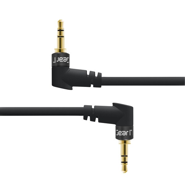 GearIT 3.5mm Dual Right Angle Black Aux Audio/ Stereo Cable (Pack of 2)