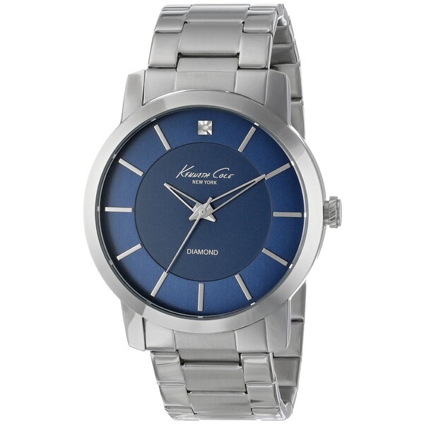 Kenneth Cole Men's KC9329 Silvertone Stainless Steel Quartz Watch with Blue Dial