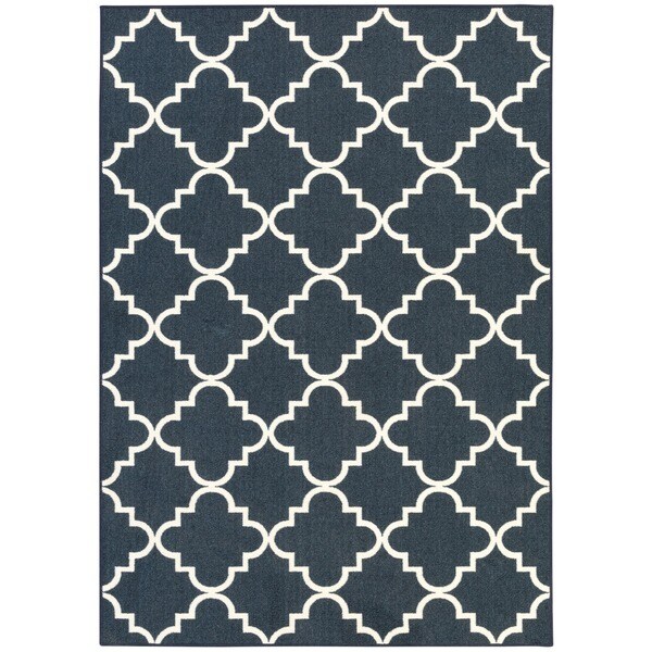 Fancy Trellis Navy Rug (5' x 7') 16366886 Shopping