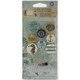 Seashore Flair Buttons With 2inX2in Clear Stamp-(4) .75in & (4) 1in