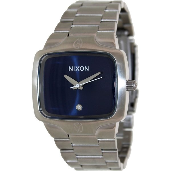 Nixon Men's Player A1401258 Silvertone Stainless Steel Quartz Watch with Blue Dial