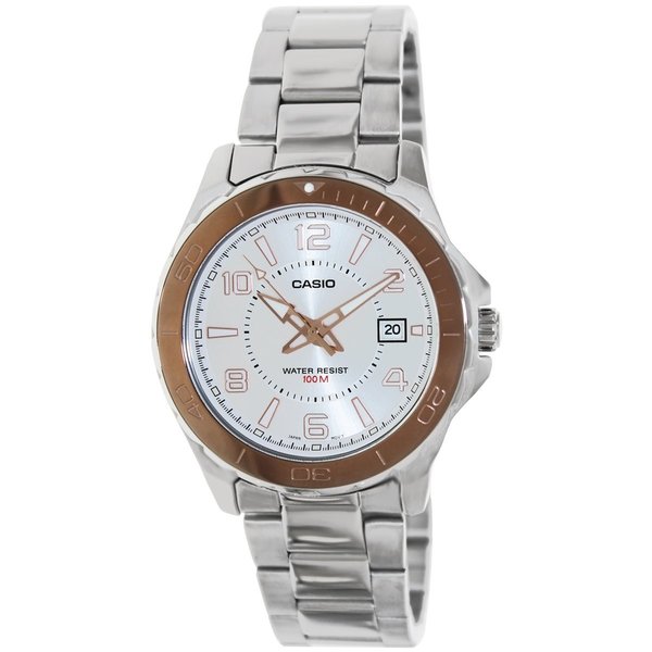 Casio Men's MTD1074D-7AV Silvertone Stainless Steel Analog Quartz Watch with Silvertone Dial