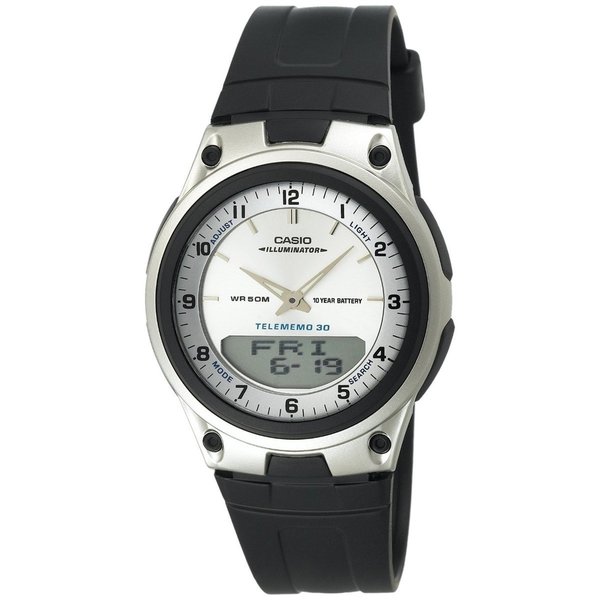 Casio Men's Core AW80-7AV Black Resin Analog Quartz Watch with White Dial