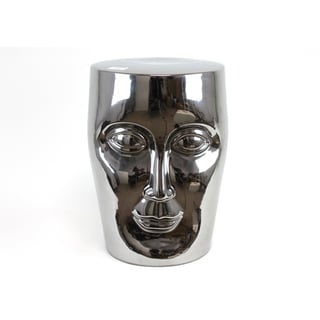 Online Specials  Metallic Silver Face-Molded Ceramic Garden Stool