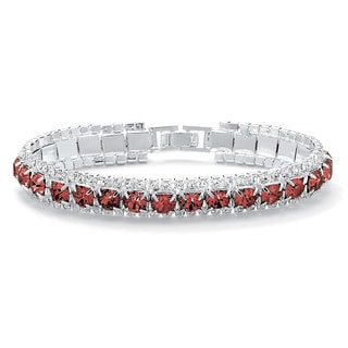 PalmBeach Round Birthstone Crystal Accent Silvertone Tennis Bracelet 7" Color Fun
