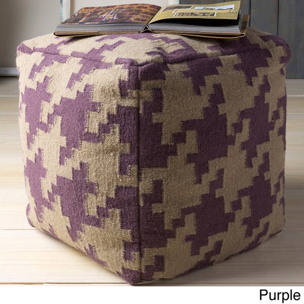 Hand Crafted Tuscaloosa Houndstooth 18-inch Square Pouf