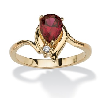 PalmBeach Pear-Cut Birthstone and Crystal Accent Ring 18k Gold-Plated Color Fun