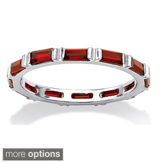 PalmBeach Baguette Birthstone Stackable Eternity Band in .925 Sterling Silver Color Fun