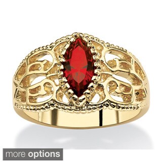 PalmBeach Marquise-Cut Birthstone Filigree Ring in 14k Gold-Plated Finish Color Fun