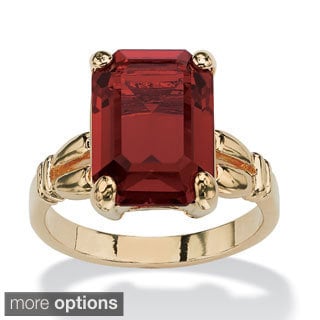 PalmBeach Emerald-Cut Birthstone Ring in 14k Gold-Plated Color Fun