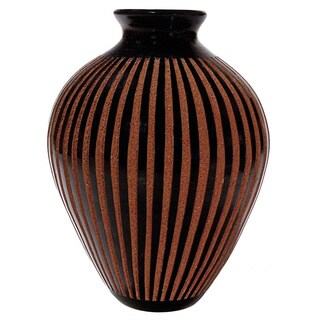 Handmade Etched Stripes Decorative Trompo-style Vase (Nicaragua)