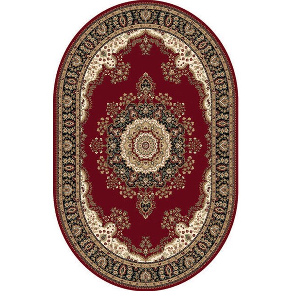 Oval Traditional Red Oval Area Rug (3'11 x 5'2)