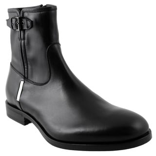 Cheap Alessandro Dell'acqua Men's Black Leather Mid-calf Buckled Boots