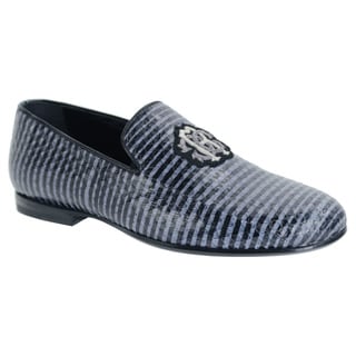 Buy  Robert Cavalli Men's 'Ayers' Blue Striped Textured Scale Slip-on Loafers