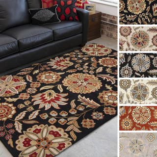 (^.^)/  Hand-tufted Lily Pad Floral Wool Area Rug (12' x 15')