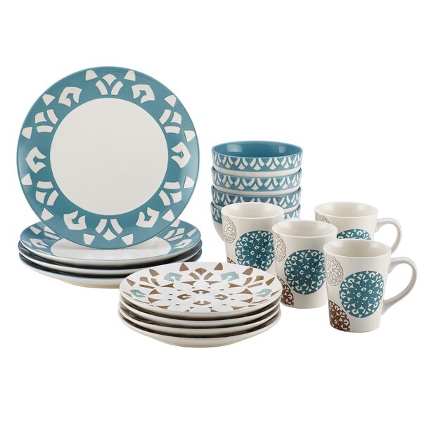 Rachael Ray Dinnerware Pendulum 16-piece Print Stoneware Dinnerware Set