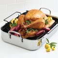 Anolon Tri-Ply Clad Stainless Steel 17-inch by 12-1/2-inch Large Rectangular Roaster with Nonstick Rack