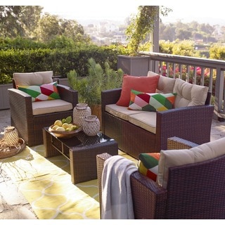 Compare Price Roatan Brown 4-piece Outdoor Wicker Coversation Set