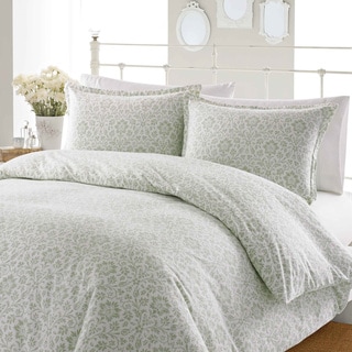 Low Price Laura Ashley Jayden Sage Flannel Duvet Cover Set