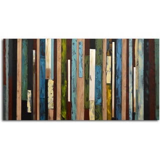 Buy Cheap Hand-painted 'Vertical Collage' Canvas Wall Art