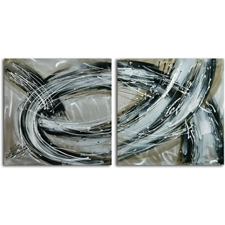 Compare Price Hand-painted 'Swept Away' 2-piece Metal Canvas Set