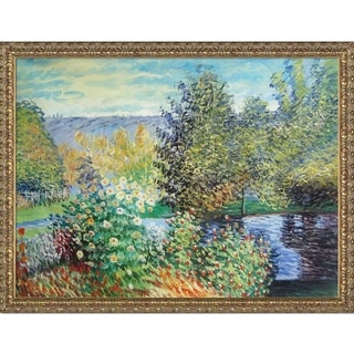 (_ _ ) Claude Monet 'Corner of the Garden at Montgeron' Hand-painted Framed Canvas Art