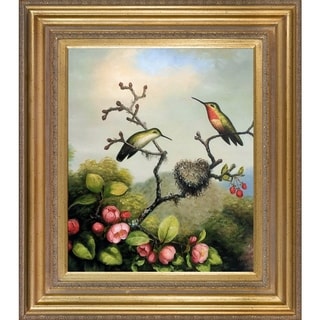 Buy Cheap Martin Johnson Heade 'Ruby Throated Hummingbird' Hand-painted Framed Canvas Art