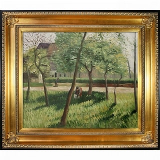 Low Price Camille Pissarro 'An Enclosure in Eragny' Hand-painted Framed Canvas Art