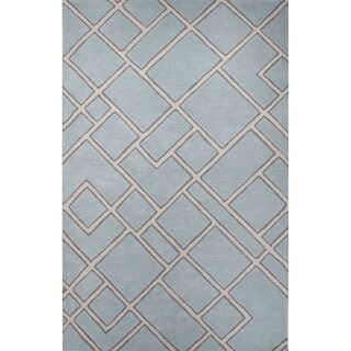 Hand Tufted Geometric Pattern Blue/ Ivory Wool Area Rug (8' x 11')