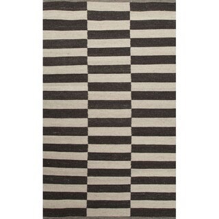 Great Prices Flat Weave Geometric Pattern Ivory/ Black Wool Area Rug (9'x12')
