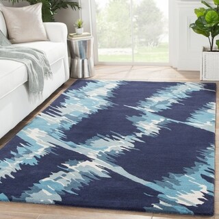 Low Price Hand Tufted Abstract Pattern Blue Wool Area Rug (8' x 11')