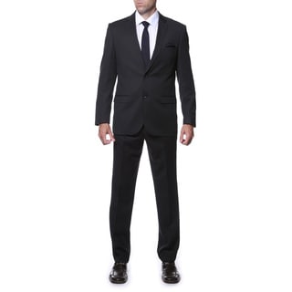 Ferrecci Men's Slim Fit Black Striped Tone on Tone 2-piece Suit-Image