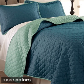 Low Price Reversible Two-tone Solid Color 3-piece Coverlet Set