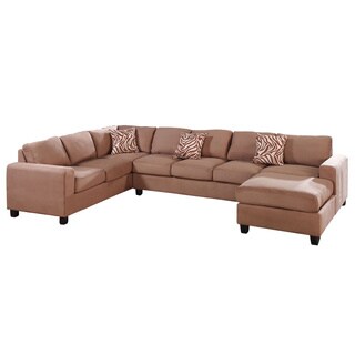 Hallein Saddle Microfiber Upholstered Reversible Sectional Sofa