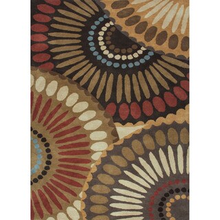 Hand Tufted Geometric Pattern Brown/ Red Wool Area Rug (8'x10')