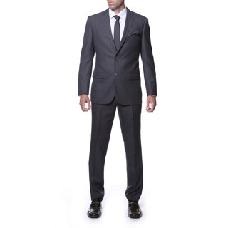 Zonettie by Ferrecci Men's Slim Fit Charcoal Grey Plaid Tone-on-Tone Suit-Image