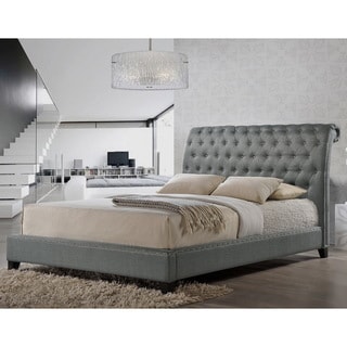 Jazmin Tufted Gray Modern Bed with Upholstered Headboard
