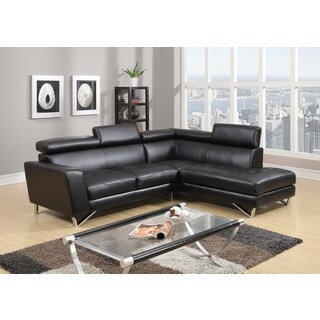 See Reviews Black PU Leather Sectional