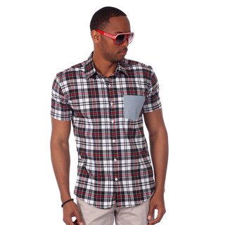 Oxymoron Men's Plaid Short Sleeve Slim Fit Shirt-Image