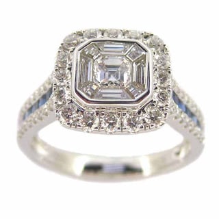 Kabella Luxe 18k White Gold Vintage 1 1/6ct TDW Diamond and Sapphire Ring (G-H, VS1-VS2)