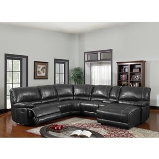 (_ _ ) Black Bonded Leather Sectional Sofa