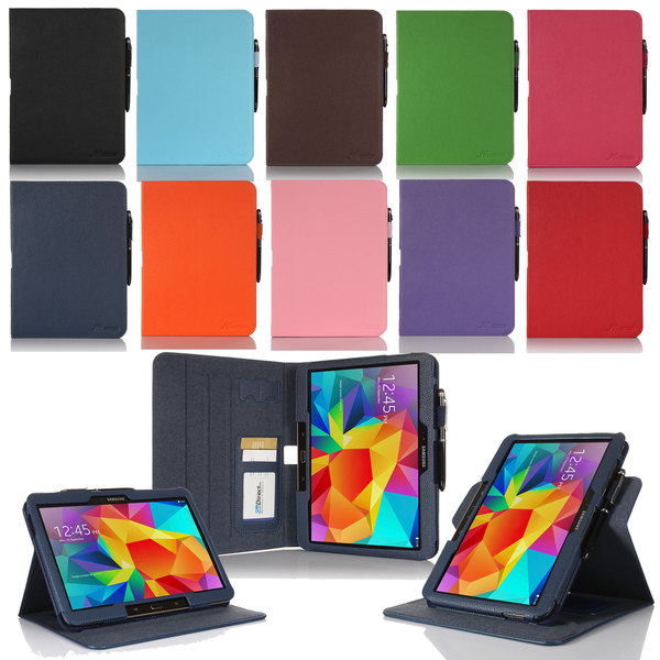 rooCASE Dual View Folio Faux Leather Cover Stand with Stylus for Samsung Galaxy Tab 4 10.1 SM-T530 F