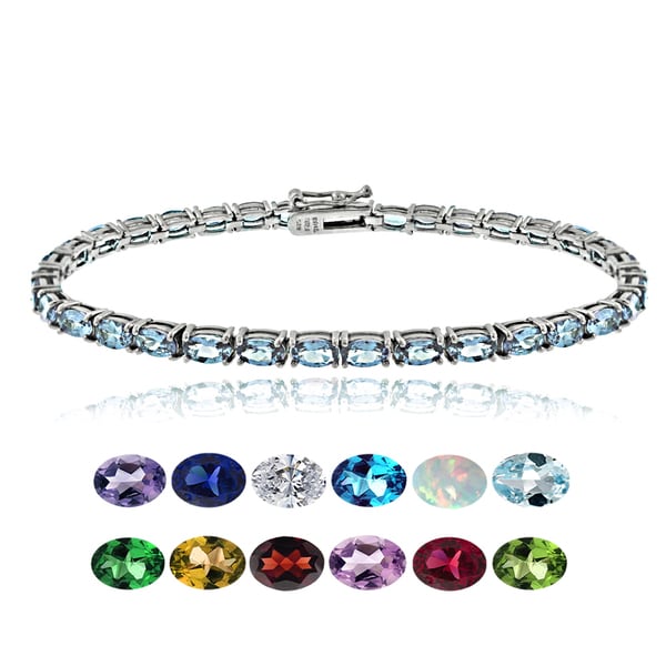 Glitzy Rocks Sterling Silver Gemstone and Cubic Zirconia Birthstone
