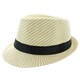 Faddism Men's Fashion Stripe Fedora Hat in Yellow White
